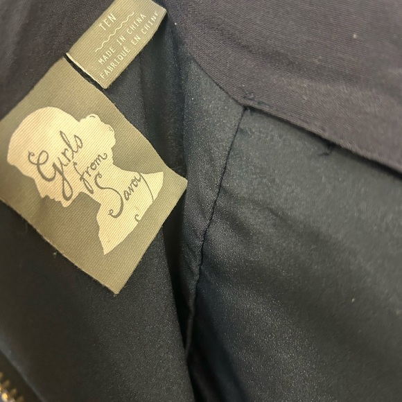 “Girls from Savoy” 10 (Anthropologie) Navy Blue Skirt with gold button nautical - Picture 9 of 16